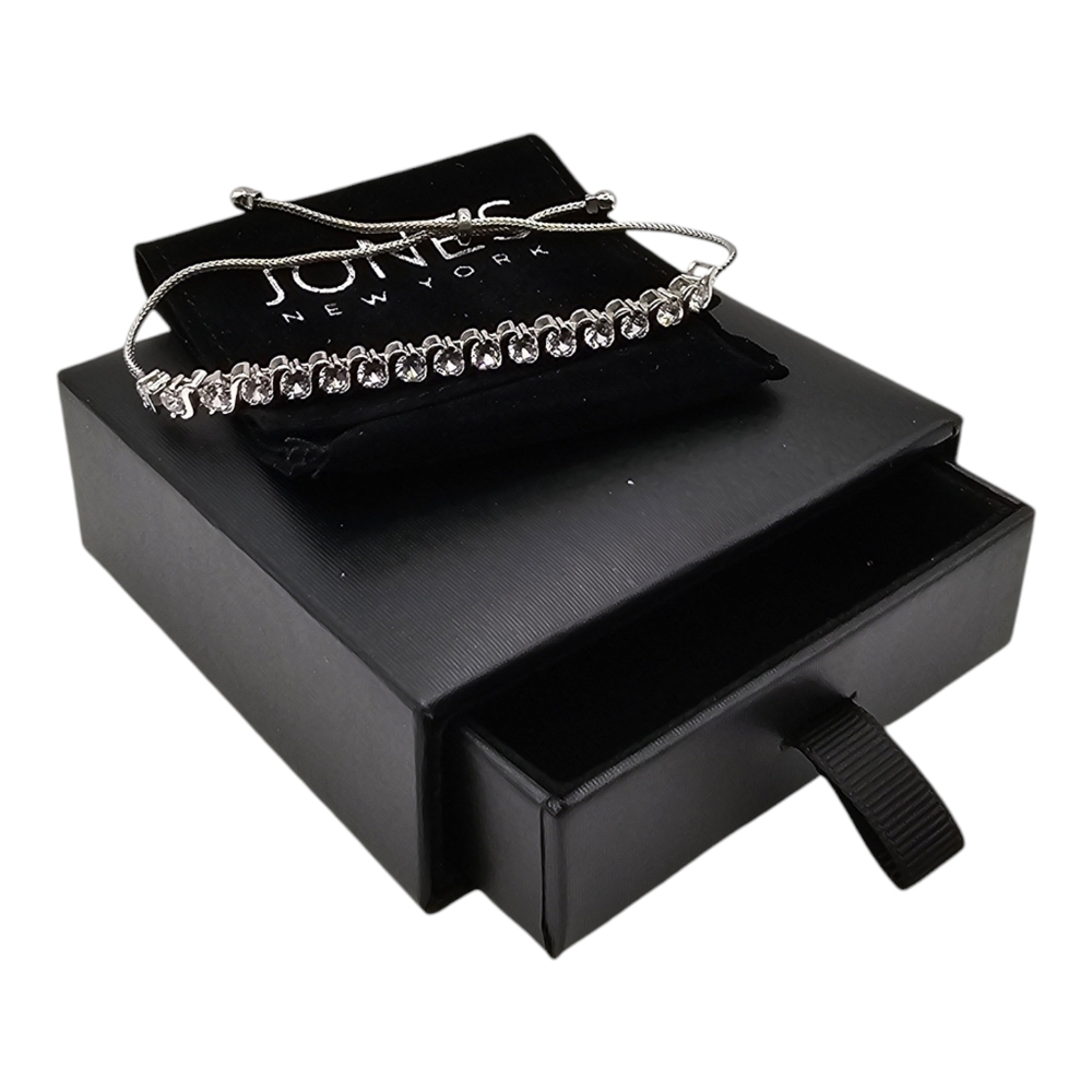 Jones‎ New York Waverly Tennis Bracelet Adjustable Bolo Closure w/ Pouch & Box